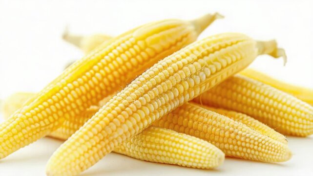 Video A stack of corn kernels on a clean white surface, great for food and agriculture s