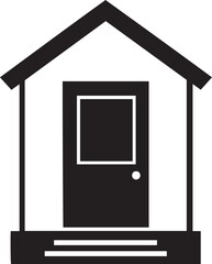 Minimal house icon with front door steps for home real estate property concept
