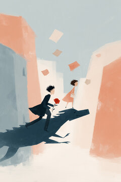 Sant jordi legend showing man offering rose