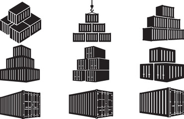 Shipping container stack and cargo storage bundle for logistics freight transport industry
