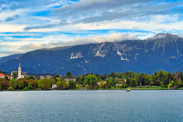 St. Martin's Parish Church on the Hill by the Lake Bled of Slovenia