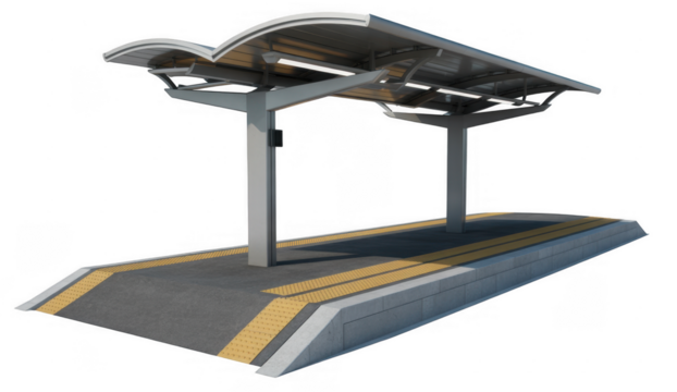 Train Station Platform Shelter train stop bus shelter isolated on a transparent background - Powered by Adobe