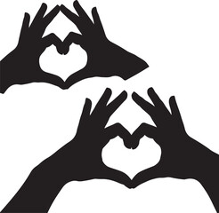 Obraz premium Two pairs of hands forming heart shapes with fingers against a white background also transparent background
