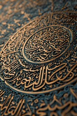 Obraz premium golden Arabic calligraphy on ornate circular pattern