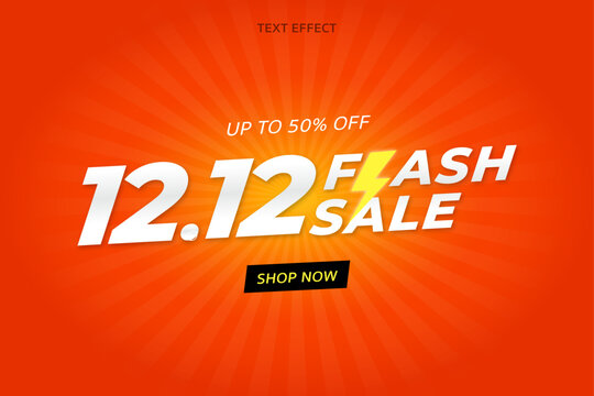 Sale 12.12 flash sale shopping day orange background vector