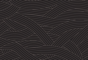 Seamless grey and black background with abstract waves. Stylized waves. Modern digital wallpaper with grey waves, halftones.