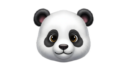 Adorable giant panda head icon displaying fluffy white and black fur with expressive brown eyes on transparent background