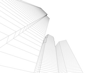 Fototapeta premium Building 3d structure. Architectural background. 