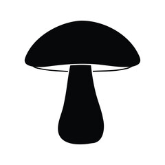 Simple black and white mushroom silhouette vector illustration,A minimalist black and white illustration of a mushroom silhouette