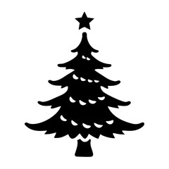 Obraz premium Christmas tree silhouette with star and lights