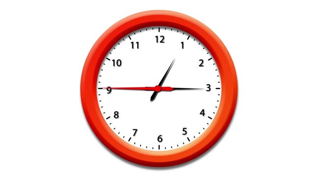 Clock spinning, watch animation on white background with alpha channel. Clock icon flat style. 12 hours clock dial . Analog clock spinning animation.4k vedio.