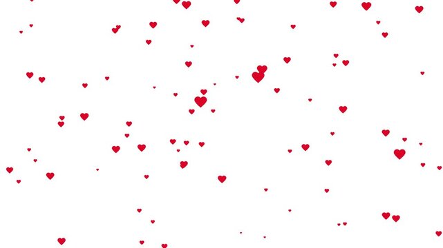 valentine red hearts motion graphics, 4k alpha channel. romantic red heart particles flying loopable.