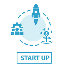 Start up icon - starting a business. startup, new business, idea, innovation, target, planning, vision, infographic, template, presentation, concept, banner, pictogram, icon set, icons.