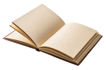 An open blank journal or notebook with empty, textured pages, offering ample copy space for writing, drawing, or journaling