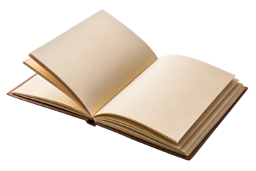 An open blank journal or notebook with empty, textured pages, offering ample copy space for writing, drawing, or journaling