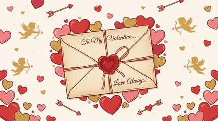 valentine greeting card with hearts