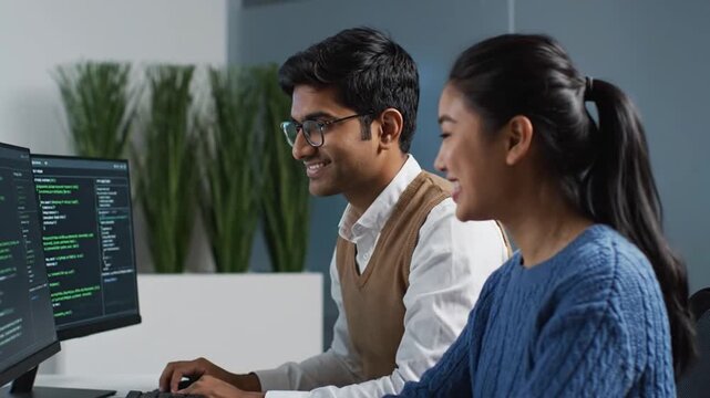 Tech team works on code.