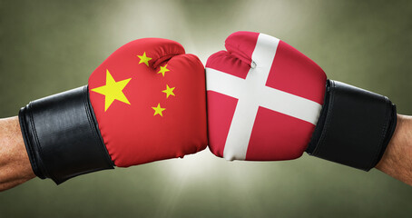 A boxing match between the China and Denmark