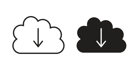 Obraz premium Cloud download icon suitable. Simple outline and solid style icon EPS10
