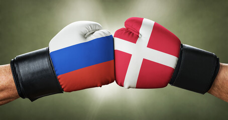 A boxing match between the Russia and Denmark