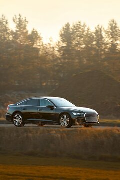 wealthy lifestyle with stylish car in motion