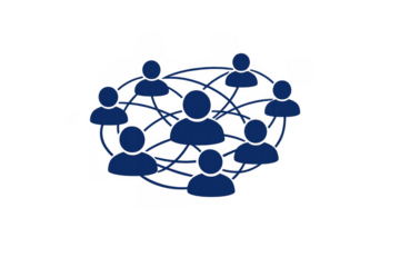 People avatar network creating a global social connection, collaborating in a community group with transparent background