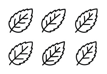 Set of food related mint leaf  outline vector icons. food linear icons collection, Editable stroke © SailoBala