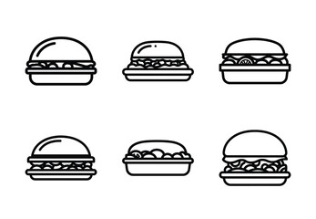 Fototapeta premium Set of food related ready meal outline vector icons. food linear icons collection, Editable stroke