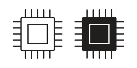 CPU icon suitable. Simple outline and solid style icon EPS10