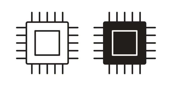CPU icon suitable. Simple outline and solid style icon EPS10