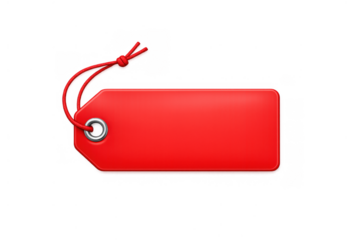 Red blank price tag or sale label in 3d rendering, offering space for custom text, perfect for retail promotions