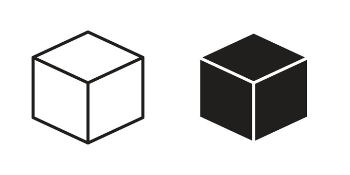 Cube icon suitable. Simple outline and solid style icon EPS10