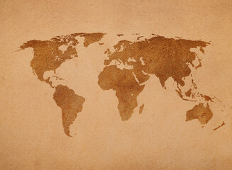 Old map of the world in grunge style. Perfect vintage background.