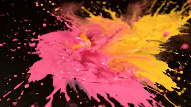 An artistic abstract watercolor background featuring colorful ink splashes and grunge paint textures on paper with a pink brush splatter design vector illustration