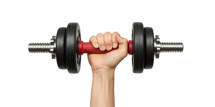 Hand holding adjustable dumbbell for fitness and exercise