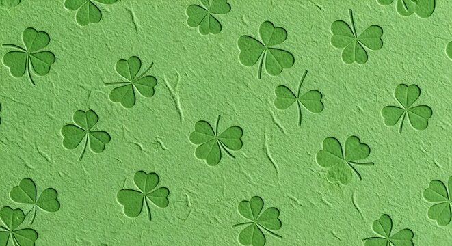 St patrick's day shamrock green background with clover leaves pattern