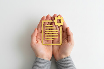 Automation concept ai gear document hand no technology support service automation concept ai document gear hand show no code idea and support care