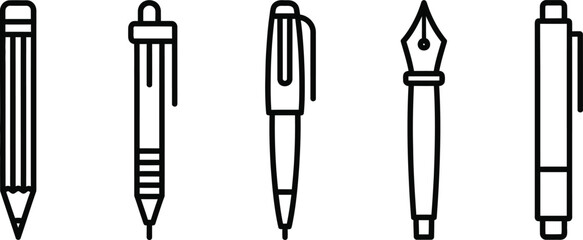 Fototapeta premium Collection of pen and pencil writing tool icons