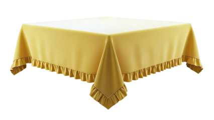 Yellow Square Tablecloth with Ruffled Hem