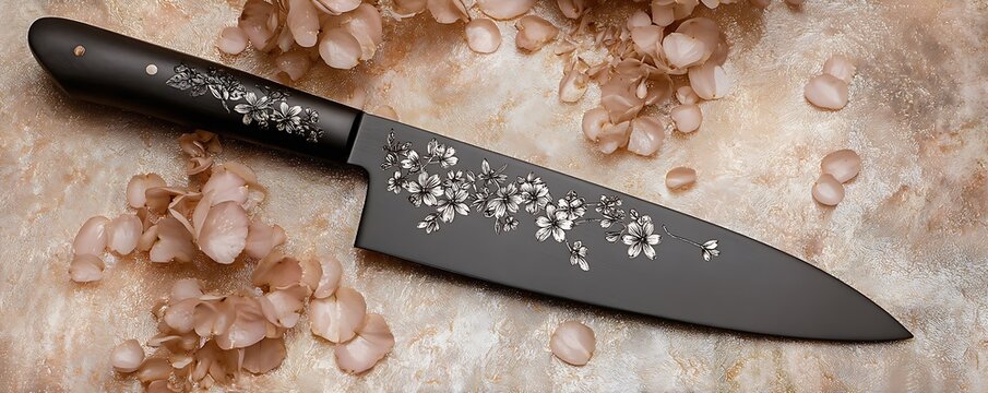 decent black color knife background with perfect stone binding on the background abstract new art design for the black knife wallpaper 