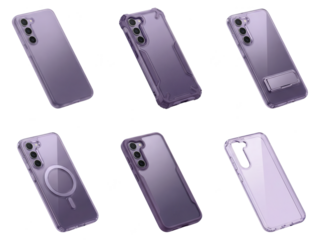 Collection of Purple Cell Phone Cases on White Background