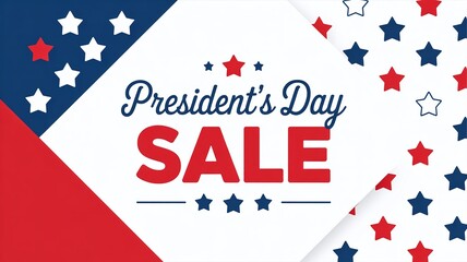 President's Day Sale Banner with Patriotic Red White and Blue Star Patterns for US Holiday Shopping and Retail Promotions
