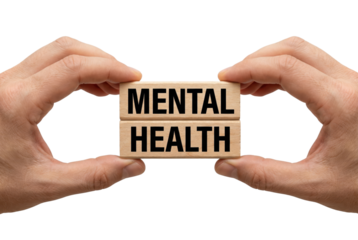 Empowering Action on Mental Health Awareness, Hands Holding Blocks, Studio Environment, Educational Content, Inspirational Concept