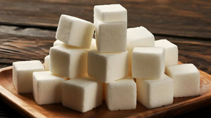 brown sugar cubes on black background
