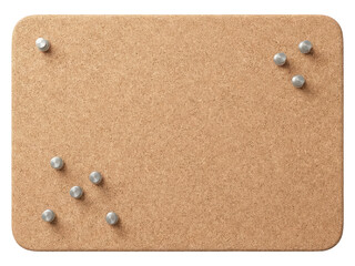 Blank Corkboard with Push Pins Isolated on White