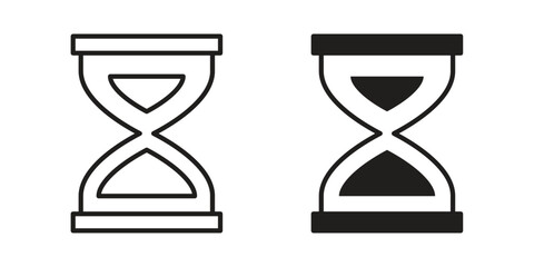 Hourglass icon suitable. Simple outline and solid style icon EPS10