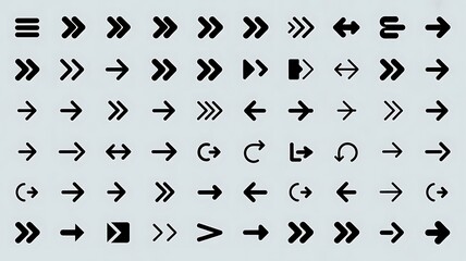Collection of diverse arrow symbols in various directions and styles