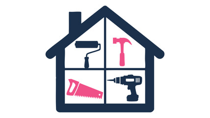 Home improvement tools icon set