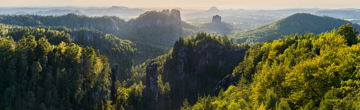 Blick vom Carolafelsen, Nationalpark S&auml;chsische Schweiz, Sachsen, Deutschland