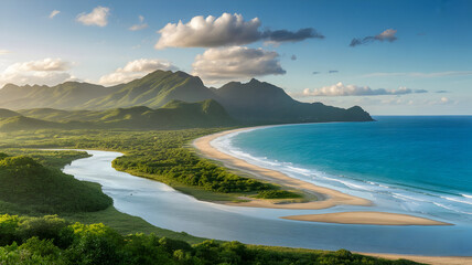 view of the sea and mountains